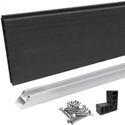Zelfbouwset composiet Forte antraciet met blank aluminium kader (90 x 180 cm)
