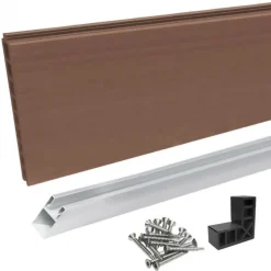 Zelfbouwset composiet Forte bruin met blank aluminium kader (90 x 180 cm)