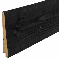 Zweeds rabat naaldhout rondom zwart gespoten 1,2-2,5 x 19,5 cm